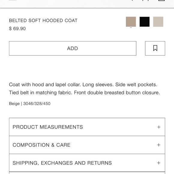 ZARA belted hooded coat XL NWT - Picture 5 of 5